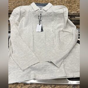 Men's Greige Heather long sleeve Polo Shirt